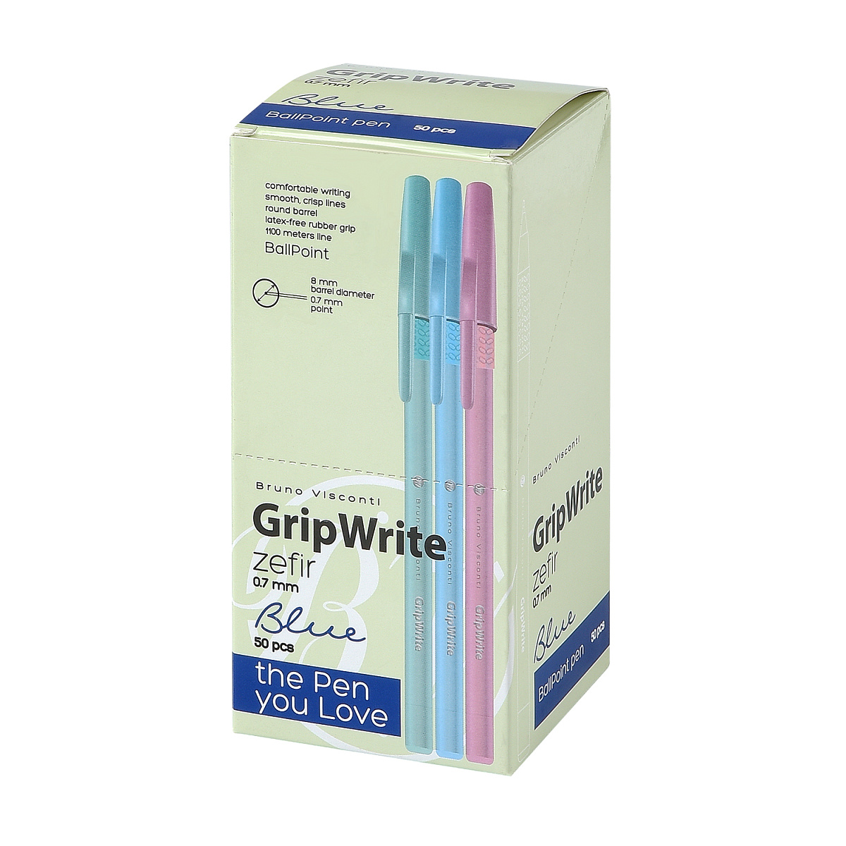 Ручка "GripWrite Zefir" ШАРИКОВАЯ 0.7 мм, СИНЯЯ (3 цвета) Ручка "GripWrite Zefir" ШАРИКОВАЯ 0.7 мм, СИНЯЯ (3 цвета)