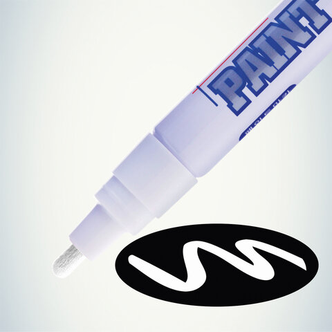 Маркер-краска лаковый (paint marker) MUNHWA, 4 мм, БЕЛЫЙ, нитро-основа,