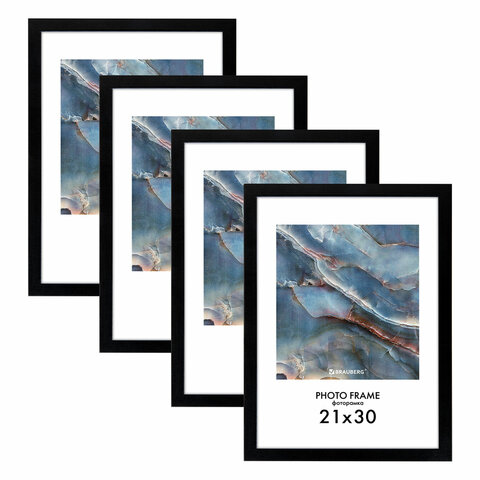 Рамка 21х30 см небьющаяся, КОМПЛЕКТ 4 шт., багет 16 мм МДФ, BRAUBERG Рамка 21х30 см небьющаяся, КОМПЛЕКТ 4 шт., багет 16 мм МДФ, BRAUBERG