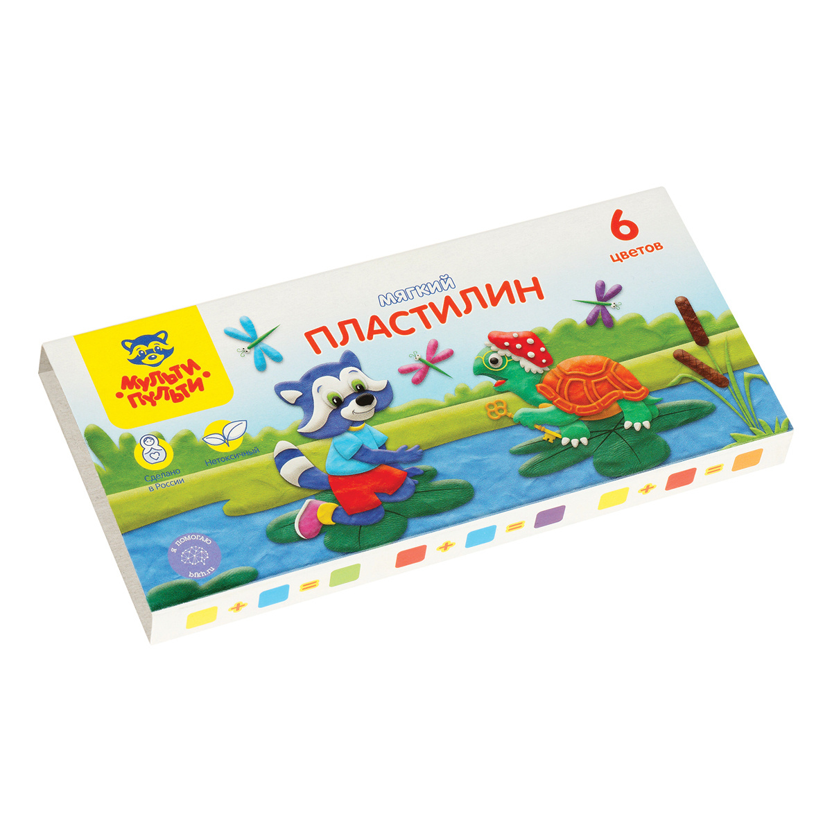 Пластилин Мульти-Пульти "Енот в сказке", 06 цветов, 72г, со стеком, Пластилин Мульти-Пульти "Енот в сказке", 06 цветов, 72г, со стеком,