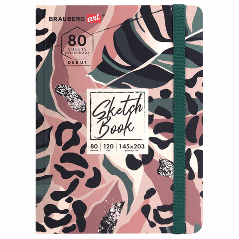 Скетчбук, белая бумага 120 г/м2, 145х203 мм, 80 л., резинка, твердый, BRAUBERG Скетчбук, белая бумага 120 г/м2, 145х203 мм, 80 л., резинка, твердый, BRAUBERG