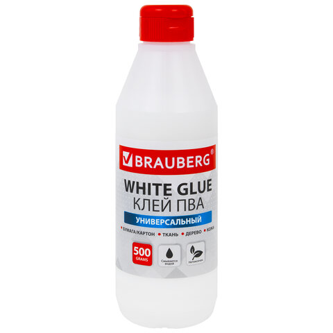 Клей ПВА BRAUBERG, 0,5 кг, универсальный (бумага, картон, дерево), 600982 Клей ПВА BRAUBERG, 0,5 кг, универсальный (бумага, картон, дерево), 600982