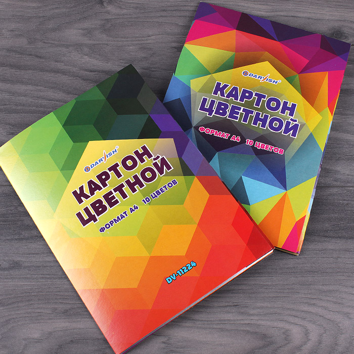 Картон цветной А4 10л. 10цв. "Darvish" ассорти плотность 200г/м2 РБ Картон цветной А4 10л. 10цв. "Darvish" ассорти плотность 200г/м2 РБ