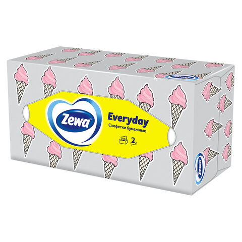 Салфетки косметические 2-слойные в картонном коробе, 250 штук, ZEWA Everyday, Салфетки косметические 2-слойные в картонном коробе, 250 штук, ZEWA Everyday,