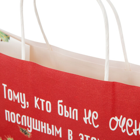 Пакет подарочный (1 штука), новогодний, 28х14х24 см "Котики", крафт,