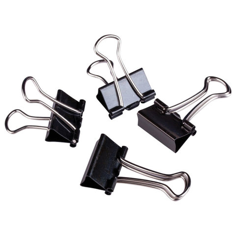 Зажимы для бумаг STAFF, КОМПЛЕКТ 12 шт., 32 мм, на 140 листов, черные, картонная Зажимы для бумаг STAFF, КОМПЛЕКТ 12 шт., 32 мм, на 140 листов, черные, картонная