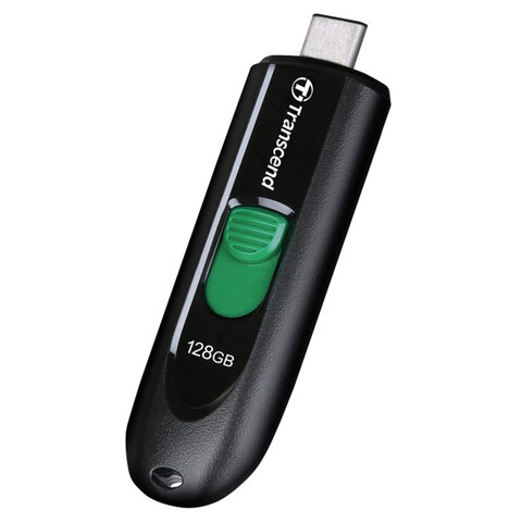 Флеш-диск 128GB TRANSCEND JetFlash 790C, разъем USB Type-С, черный/зеленый,