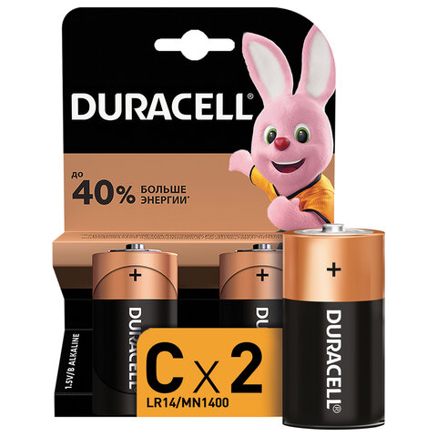 Батарейки DURACELL Basic, С (LR14, 14А), алкалиновые, КОМПЛЕКТ 2 шт., в блистере Батарейки DURACELL Basic, С (LR14, 14А), алкалиновые, КОМПЛЕКТ 2 шт., в блистере