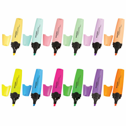 Набор текстовыделителей BRAUBERG 12 шт., АССОРТИ, "DELTA", линия 1-5