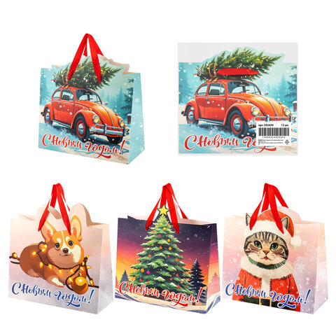 Пакет подарочный (1 шт.) новогодний, 26х13х32 см "Без границ" ассорти, Пакет подарочный (1 шт.) новогодний, 26х13х32 см "Без границ" ассорти,
