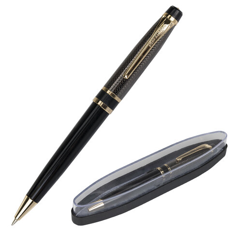 Ручка бизнес-класса шариковая BRAUBERG Sonata, СИНЯЯ, корпус золотистый с Ручка бизнес-класса шариковая BRAUBERG Sonata, СИНЯЯ, корпус золотистый с