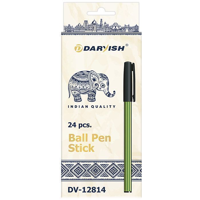 Ручка шариковая синяя "Darvish" Stick корпус в полосочку цвет ассорти