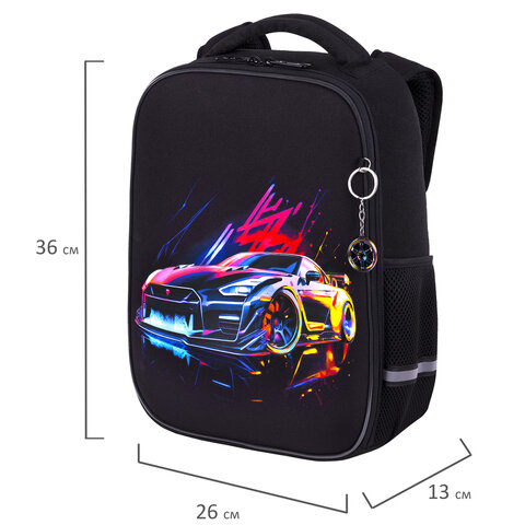 Ранец BRAUBERG LIGHT, 1 отделение, с брелоком, "Neon drift", 36х26х13 Ранец BRAUBERG LIGHT, 1 отделение, с брелоком, "Neon drift", 36х26х13