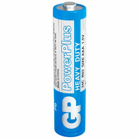 Батарейки КОМПЛЕКТ 4 шт., GP PowerPlus AAA (R03, 24G), солевые, мизинчиковые, в