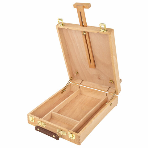 Этюдник-мольберт из бука настольный с ящиком, 27х37х67 см, высота холста до 53