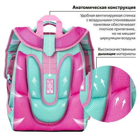 Ранец BRAUBERG SHINY, 2 отделения, "Magic unicorn", 36х28х14 см,