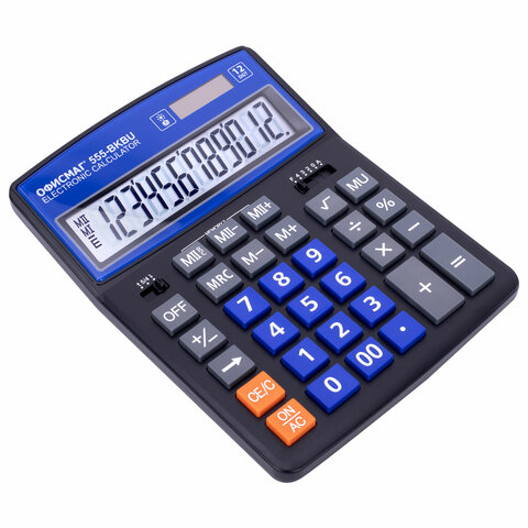 Калькулятор настольный ОФИСМАГ 555-BKBU (206x155 мм), 12 разрядов, двойное