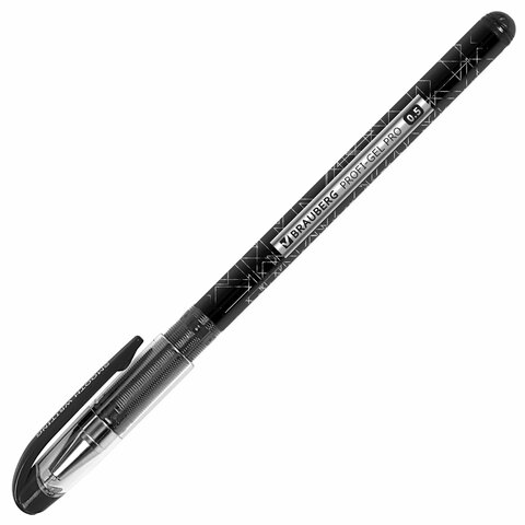 Ручка гелевая BRAUBERG "Profi-Gel PRO", ЧЕРНАЯ, линия письма 0,4 мм,