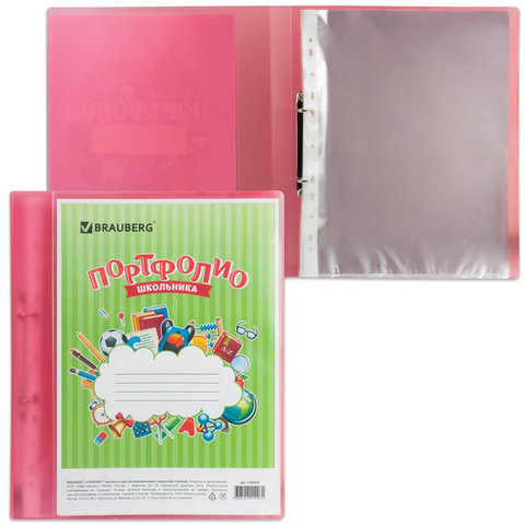 Папка для портфолио школьника, 2 кольца, 20 файлов, пластик полупрозрачный, Папка для портфолио школьника, 2 кольца, 20 файлов, пластик полупрозрачный,