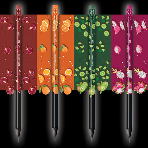 Карандаш чернографитный с принтом BRAUBERG "JUICY FRUIT", 1 шт., HB, с
