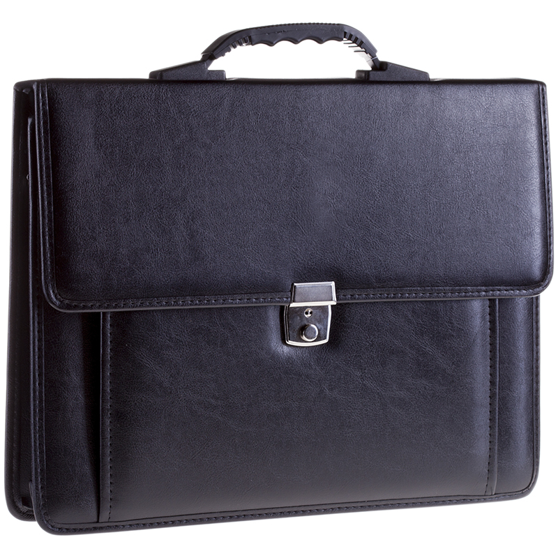 Портфель OfficeSpace "Rotterdam" люкс кожзам, черный, 3 отделения, Портфель OfficeSpace "Rotterdam" люкс кожзам, черный, 3 отделения,