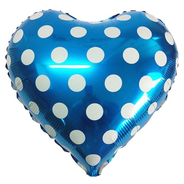 Сердце 46 BLUE Горошек белый 18"/45см. Сердце 46 BLUE Горошек белый 18"/45см.