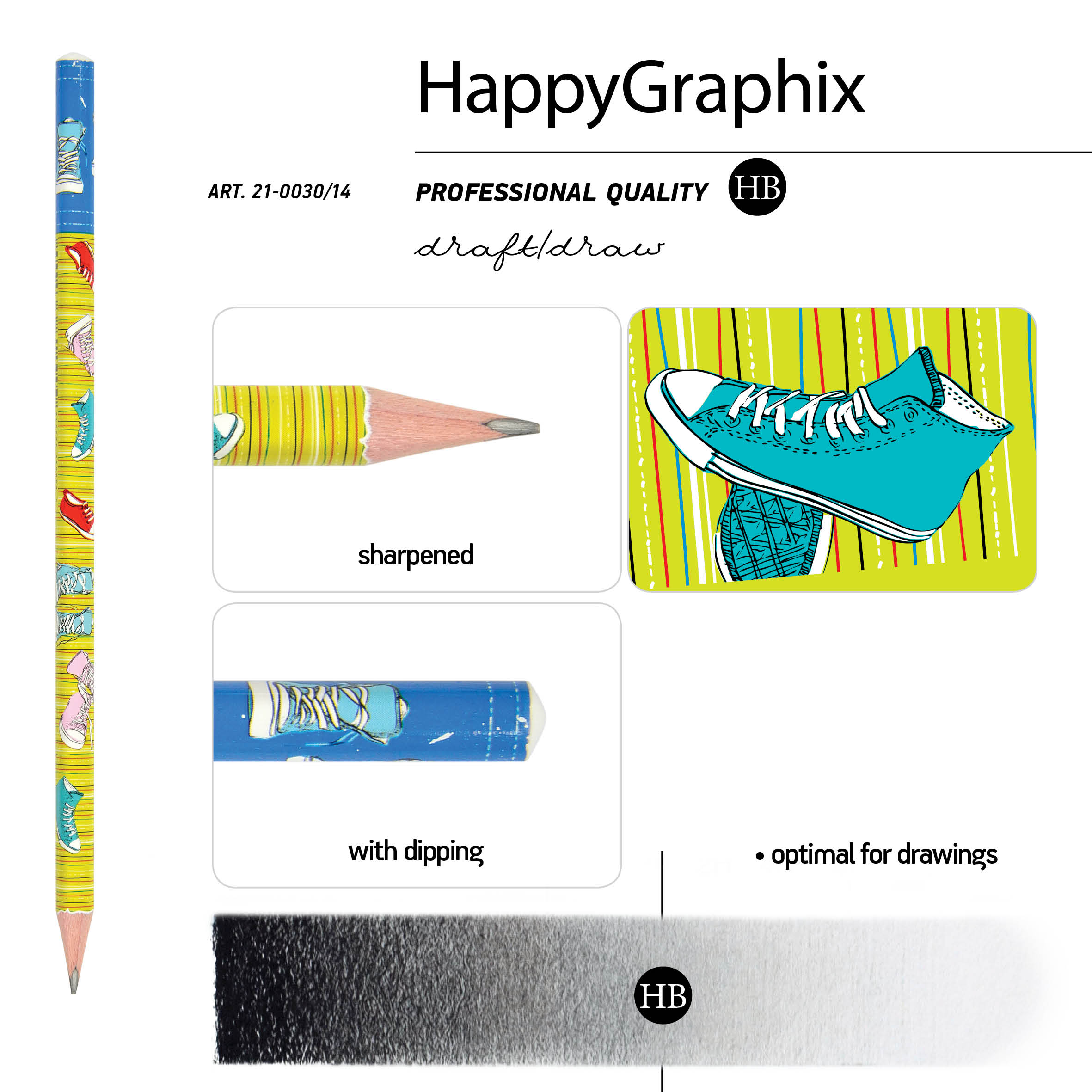 КАРАНДАШ ЧЕРНОГРАФИТОВЫЙ "HappyGraphix" КЕДЫ НВ КАРАНДАШ ЧЕРНОГРАФИТОВЫЙ "HappyGraphix" КЕДЫ НВ