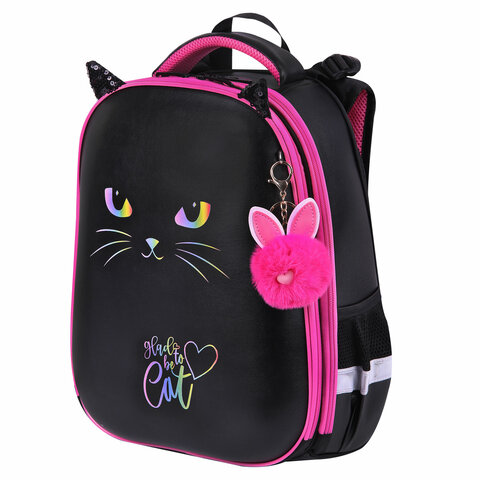 Ранец BRAUBERG SHINY, 2 отделения, с брелоком, "Glad to be cat", Ранец BRAUBERG SHINY, 2 отделения, с брелоком, "Glad to be cat",