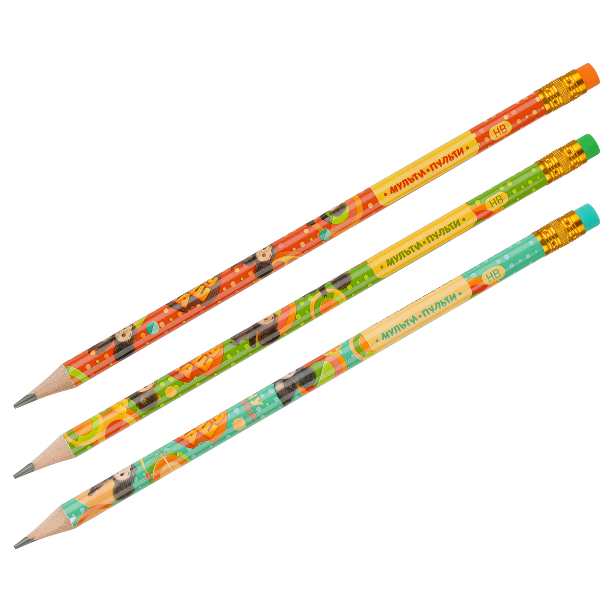 Карандаш чернографитный Мульти-Пульти "Чебурашка" HB, с ластиком, Карандаш чернографитный Мульти-Пульти "Чебурашка" HB, с ластиком,