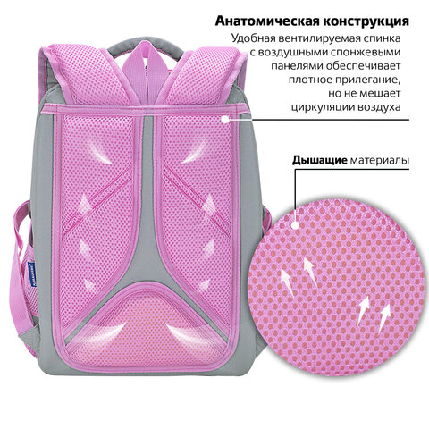 Ранец BRAUBERG LIGHT, 1 отделение, с брелоком, "Cat patches", плюшевые Ранец BRAUBERG LIGHT, 1 отделение, с брелоком, "Cat patches", плюшевые