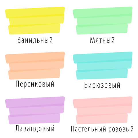 Набор текстовыделителей BRAUBERG 6 шт., АССОРТИ, "DELTA PASTEL", линия Набор текстовыделителей BRAUBERG 6 шт., АССОРТИ, "DELTA PASTEL", линия