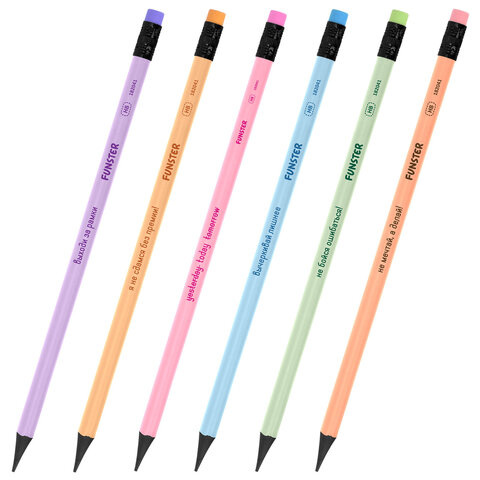 Набор карандашей чернографитных с мотивирующей надписью FUNSTER (ФАНСТЕР) FUNNY