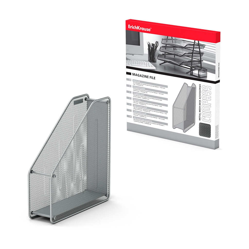 Подставка металлическая для бумаг вертикальная Erich Krause Compass, серебряный Подставка металлическая для бумаг вертикальная Erich Krause Compass, серебряный
