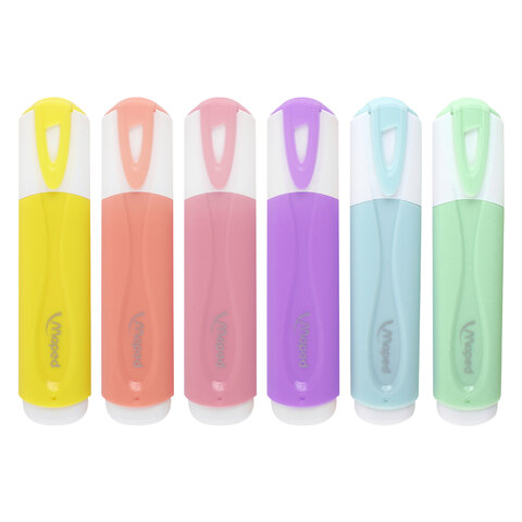 Набор текстовыделителей MAPED 6 шт., АССОРТИ, "FLUO PEP'S Pastel", Набор текстовыделителей MAPED 6 шт., АССОРТИ, "FLUO PEP'S Pastel",