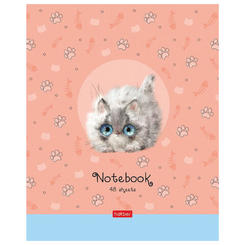 Тетрадь А5 48 л. HATBER скоба, клетка, обложка картон, "Кошарики" (5 Тетрадь А5 48 л. HATBER скоба, клетка, обложка картон, "Кошарики" (5