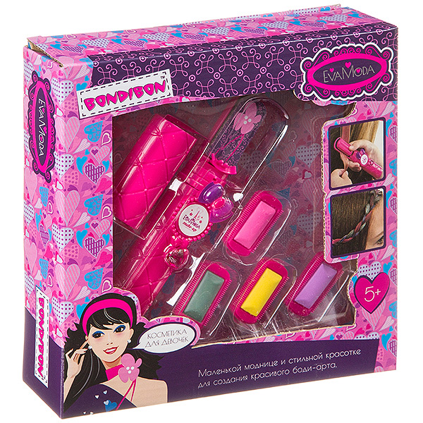 Набор детской декор. косметики Bondibon Eva Moda, BOX 22*22*5,3 см; щипцы с Набор детской декор. косметики Bondibon Eva Moda, BOX 22*22*5,3 см; щипцы с