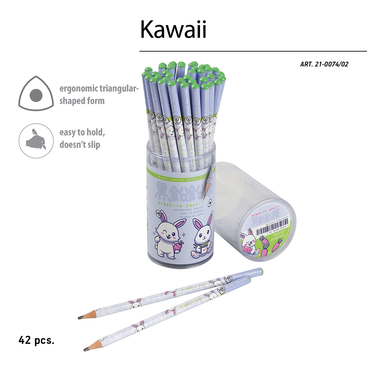 КАРАНДАШ ЧЕРНОГРАФИТОВЫЙ "Kawaii Animals. Заяц" НВ (пластиковый