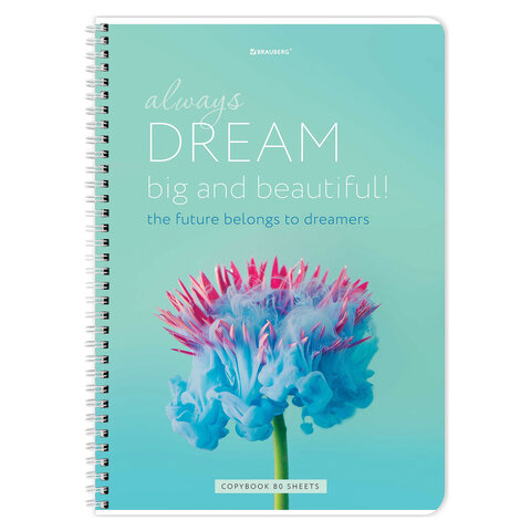 Тетрадь А4, 80 л., BRAUBERG, гребень, клетка, обложка картон, "Dream", Тетрадь А4, 80 л., BRAUBERG, гребень, клетка, обложка картон, "Dream",