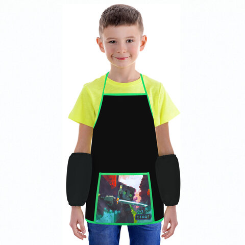 Фартук с нарукавниками для уроков труда ПИФАГОР, 1 карман, 46х54 см, "Sharp