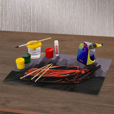 Настольное покрытие BRAUBERG KIDS, А3+, пластик, 46x33 см, "Red car", Настольное покрытие BRAUBERG KIDS, А3+, пластик, 46x33 см, "Red car",