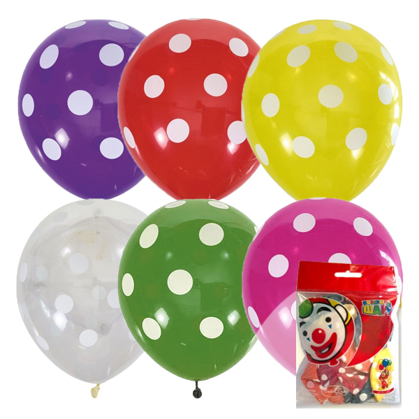 12"/30см Декоратор (шелк) 5 ст. рис Горошек ассорти яркое 8цв 10шт 12"/30см Декоратор (шелк) 5 ст. рис Горошек ассорти яркое 8цв 10шт