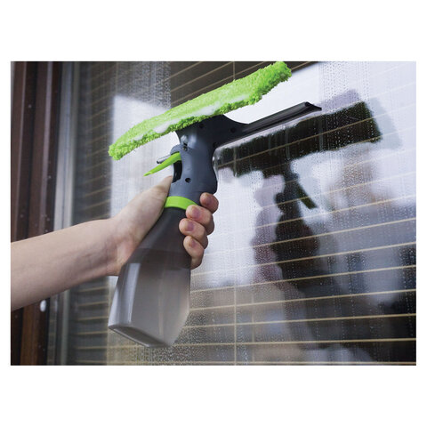 Окномойка "3 в 1": насадка из микрофибры, сгон, рукоятка-флакон с Окномойка "3 в 1": насадка из микрофибры, сгон, рукоятка-флакон с