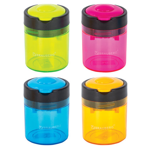 Точилка BRAUBERG "Office Round", 2 отверстия, с контейнером, Точилка BRAUBERG "Office Round", 2 отверстия, с контейнером,
