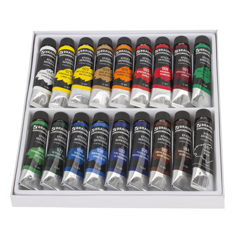 Краски акриловые художественные BRAUBERG ART "CLASSIC", НАБОР 18 Краски акриловые художественные BRAUBERG ART "CLASSIC", НАБОР 18