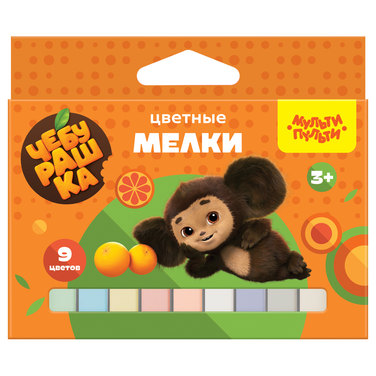 Мелки цветные Мульти-Пульти "Чебурашка", 9цв., картонная коробка, Мелки цветные Мульти-Пульти "Чебурашка", 9цв., картонная коробка,