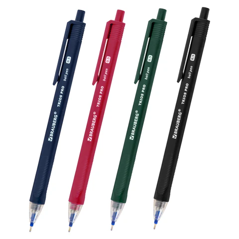 Ручка шариковая автоматическая BRAUBERG "TRIOS PRO COLOR", СИНЯЯ, Ручка шариковая автоматическая BRAUBERG "TRIOS PRO COLOR", СИНЯЯ,