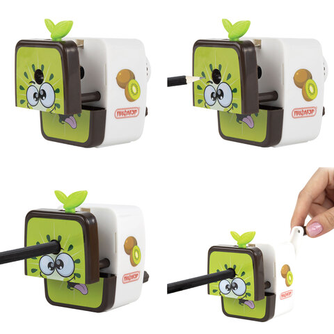 Точилка механическая ПИФАГОР "Киви", корпус белый/салатовый, 270428 Точилка механическая ПИФАГОР "Киви", корпус белый/салатовый, 270428