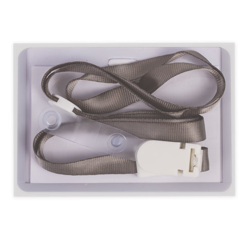 Бейдж школьника горизонтальный (55х90 мм), на ленте со съемным клипом, СЕРЫЙ, Бейдж школьника горизонтальный (55х90 мм), на ленте со съемным клипом, СЕРЫЙ,