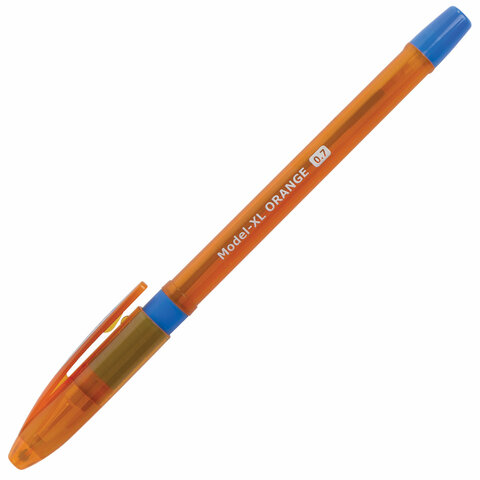 Ручка шариковая масляная с грипом BRAUBERG Model-XL ORANGE, СИНЯЯ, узел 0,7мм,