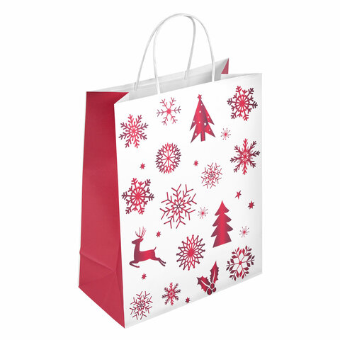 Пакет подарочный (1 штука) новогодний 26x13x32 см, "Kraft Winter Set", Пакет подарочный (1 штука) новогодний 26x13x32 см, "Kraft Winter Set",